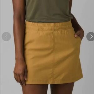Prana Alana Skort XS Yellow Tan Brown Travel Hike Athleisure Summer Skirt